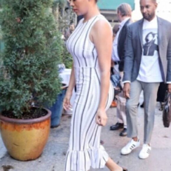 Opening ceremony Womens White Striped Lotus Flutter midi dress size small s - Picture 4 of 12